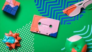 A group of colorful cassette tapes